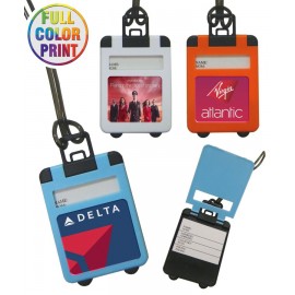 Customized Union Printed - Suitcase Shaped Luggage Tag with Pop Up Cover - Full-Color Print