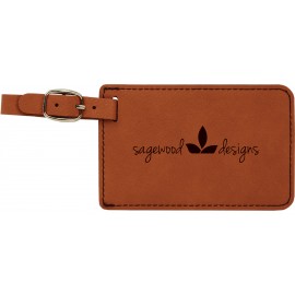 Luggage Tag, Laserable Rawhide Leatherette 4-1/4" x 2-3/4" with Logo