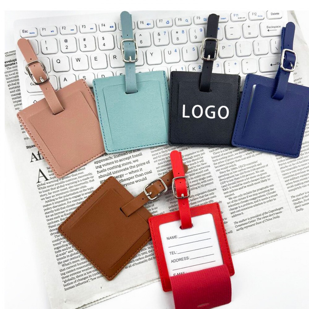 Promotional 3" Stylish Square PU Fashion Name Card Luggage Label with ID Window Promotional 3" Stylish Square PU Fashion Name Card Luggage Label with ID Window