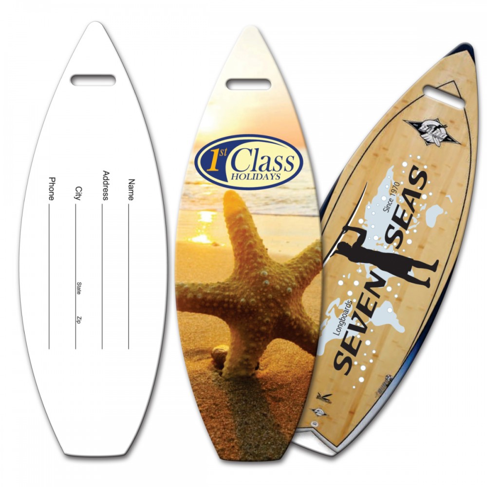 Personalized Full Color Surfboard Bag Tags 2" x 5.5"