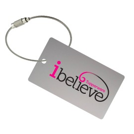 USA Made Sublimated Aluminum Tags w/ Stainless Cable Strap (1-5 Sq. Inches) with Logo