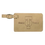 Light Brown Leatherette Luggage Tag with Logo
