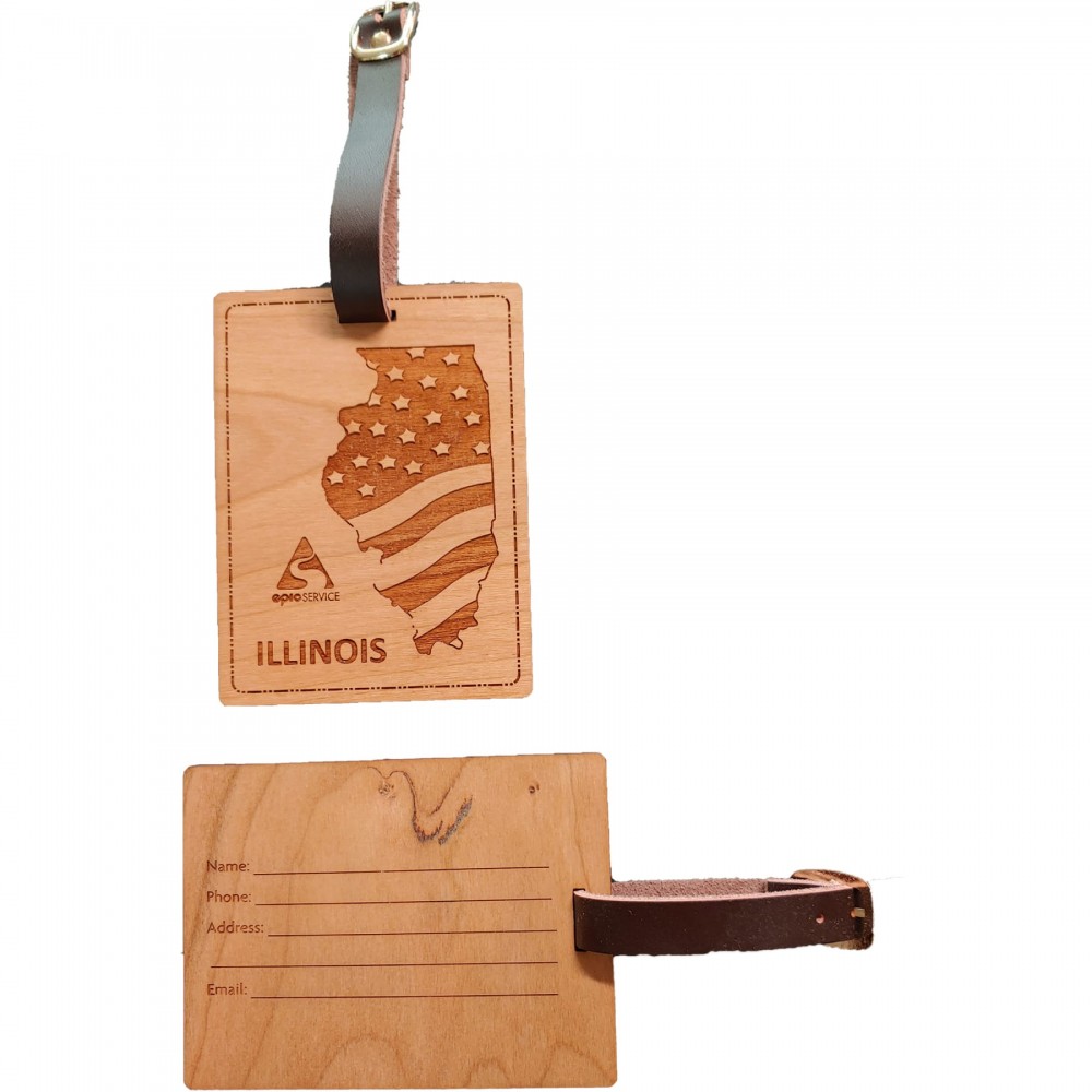 Customized Hardwood State Luggage Tags