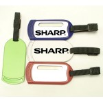 Promotional Rectangular Luggage Tag w/Metal Cover & Durable Rubber Buckle Strap