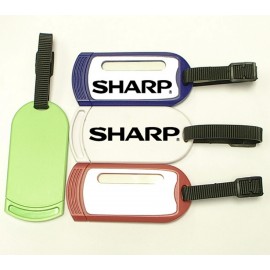 Promotional Rectangular Luggage Tag w/Metal Cover & Durable Rubber Buckle Strap