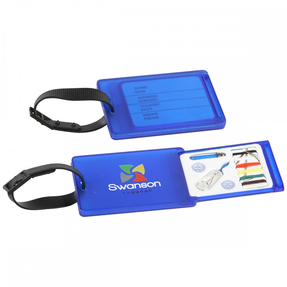 Logo Branded Travel Aid Luggage Tag & Sewing Kit Logo Branded Travel Aid Luggage Tag & Sewing Kit