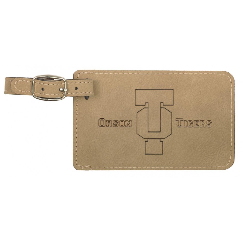 Custom Imprinted Luggage ID Tag - Light Brown, Leatherette Custom Imprinted Luggage ID Tag - Light Brown, Leatherette