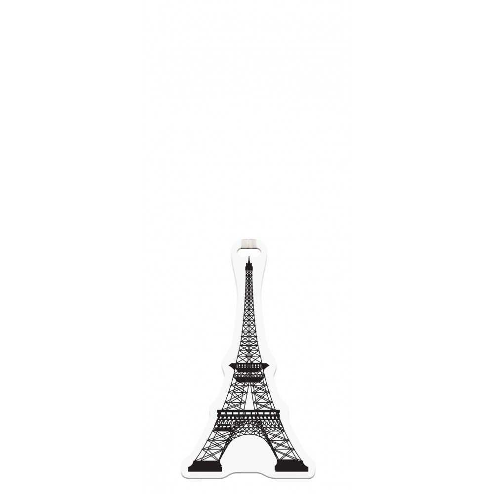 Customized Luggage Tag - Eiffel Tower full color on white vinyl