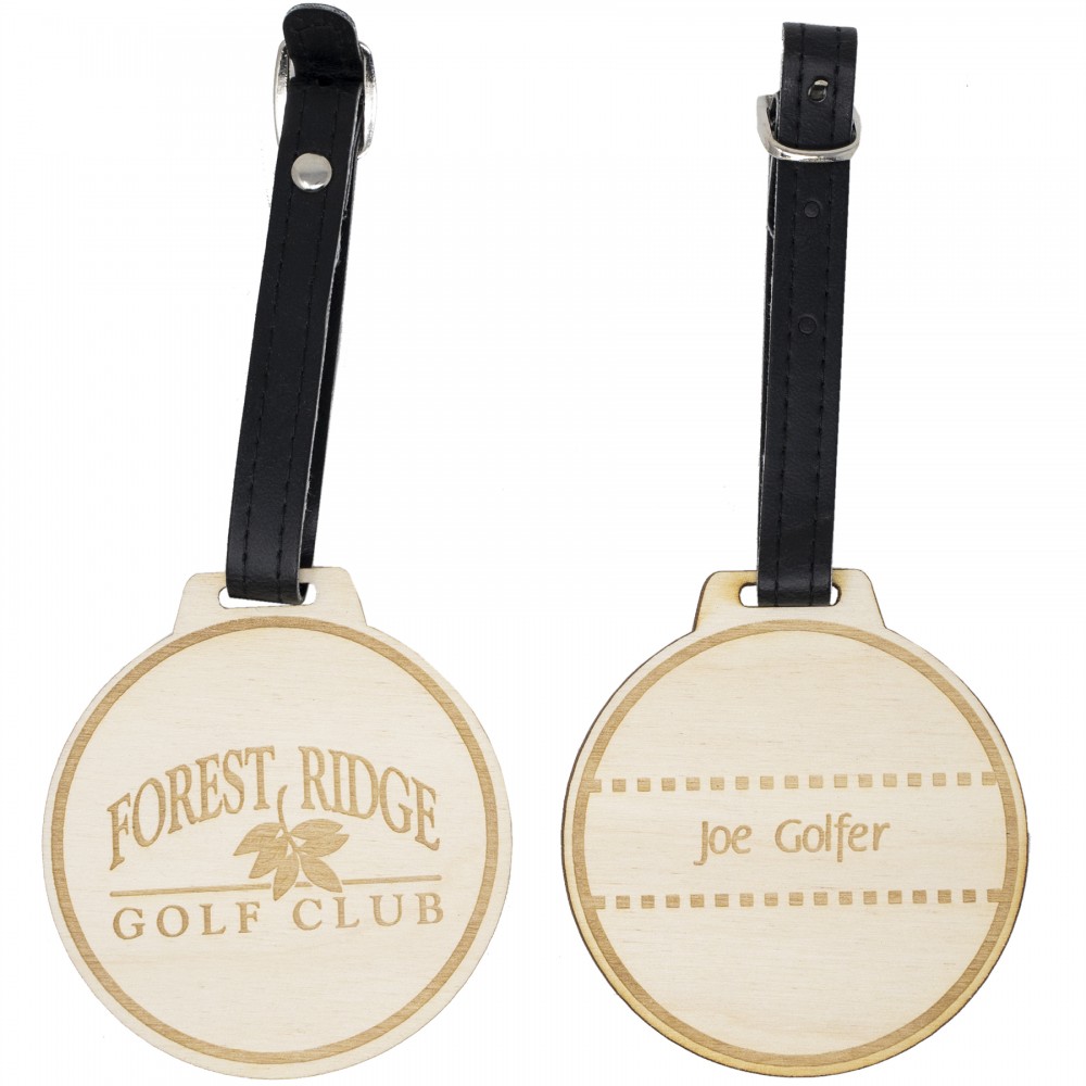 Wood Golf Bag Tags - 2 1/2" H x 2 1/2" W with Logo