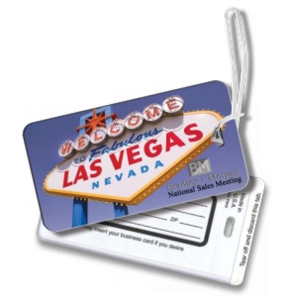 Custom Printed Vinyl Luggage Tag w/Plastic See Thru Sleeve Custom Printed Vinyl Luggage Tag w/Plastic See Thru Sleeve