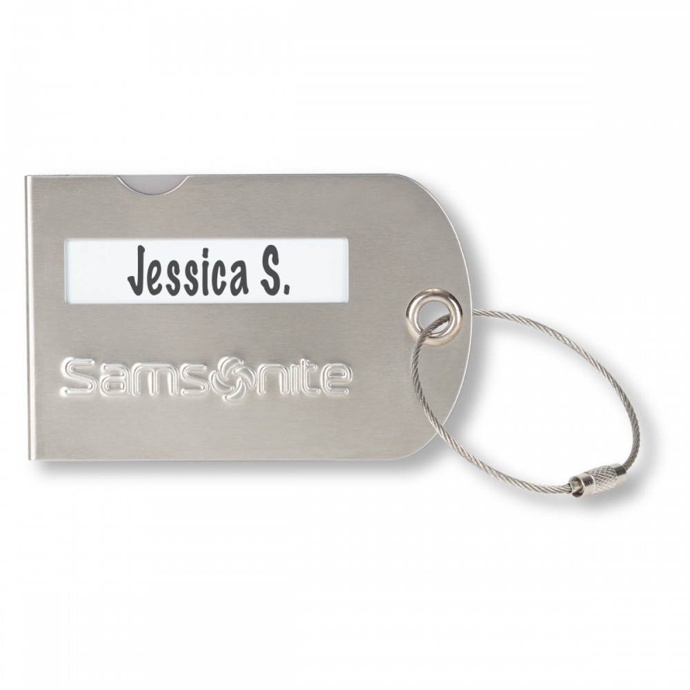 Custom Printed Samsonite Luggage Tag - Silver Custom Printed Samsonite Luggage Tag - Silver