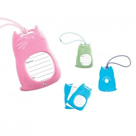 Personalized Cat Shape Aluminum Luggage Tag with ID Insert Card