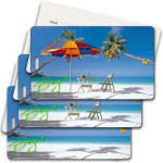 Privacy Luggage Tag w/3D Lenticular Images of Beach & Umbrella (Imprinted) Custom Imprinted