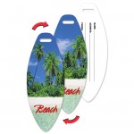 Custom Imprinted Surfboard Luggage Tag w/Tropical Palm Tree Lenticular Flip Design (Imprinted)