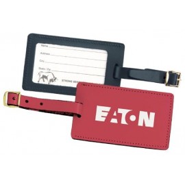 Top Grain Leather Luggage Tag w/Security Flap (Domestic) with Logo  Top Grain Leather Luggage Tag w/Security Flap (Domestic) with Logo