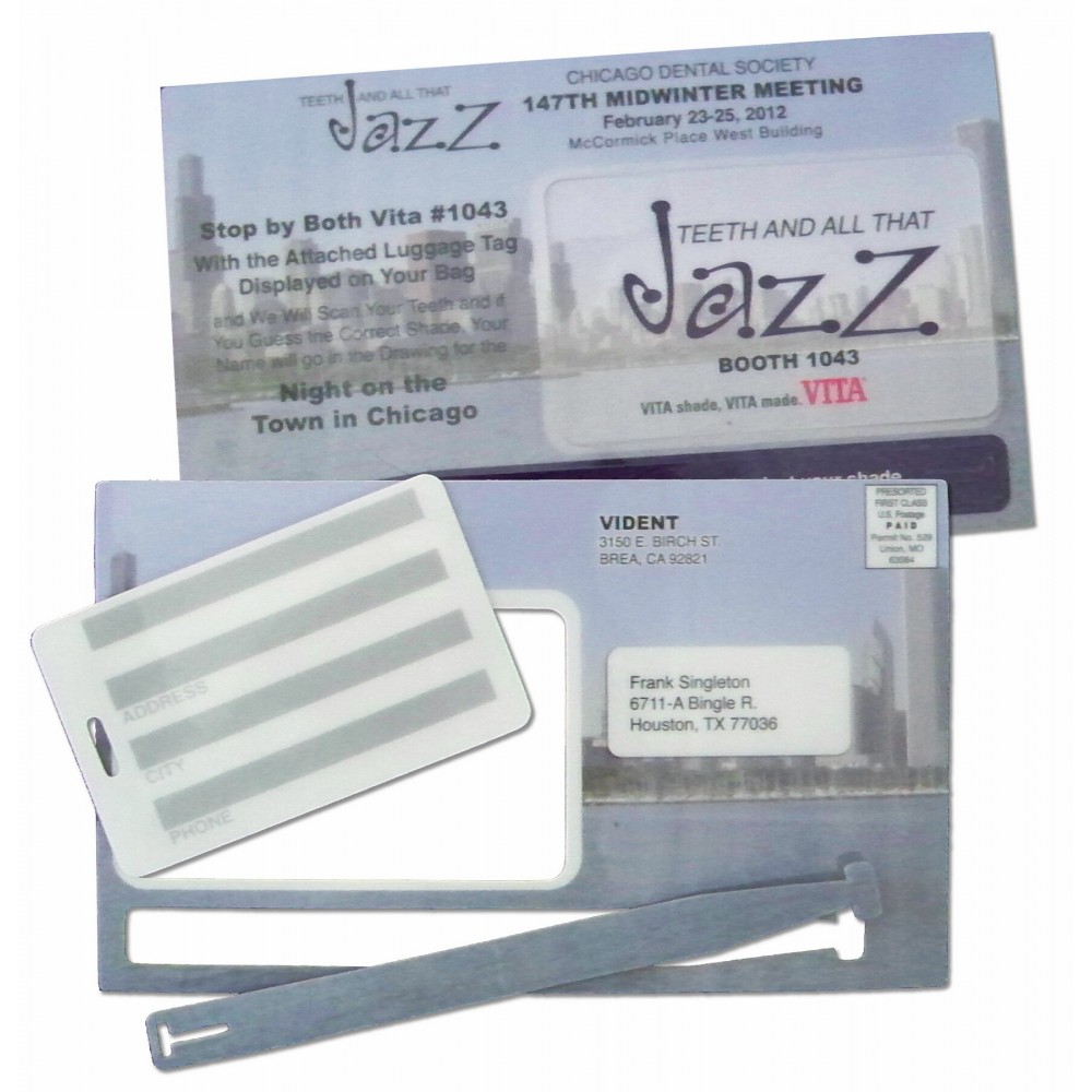 Promotional Laminated Mail Card w/Luggage Tag and Strap (4"x7")