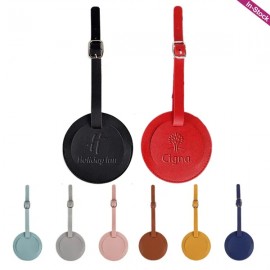 Customized Debossed Round PU Leather Luggage Tags