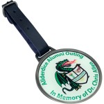 Round Metal Bag Tag with Domed Logo Logo Branded