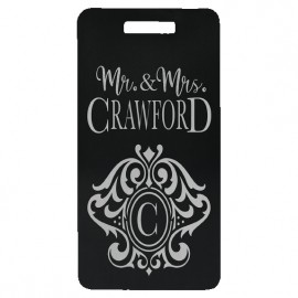 Anodized Aluminum Black Luggage Tag, 3 7/8" x 2" with Logo