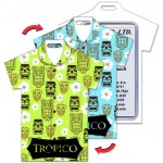 Logo Branded Shirt Shape Luggage Tag w/Tiki Heads Lenticular Design (Imprinted)