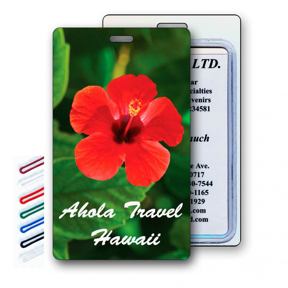 3D Lenticular Red Hibiscus Flower Stock Image Luggage Tag (Imprinted) Custom Printed 3D Lenticular Red Hibiscus Flower Stock Image Luggage Tag (Imprinted) Custom Printed