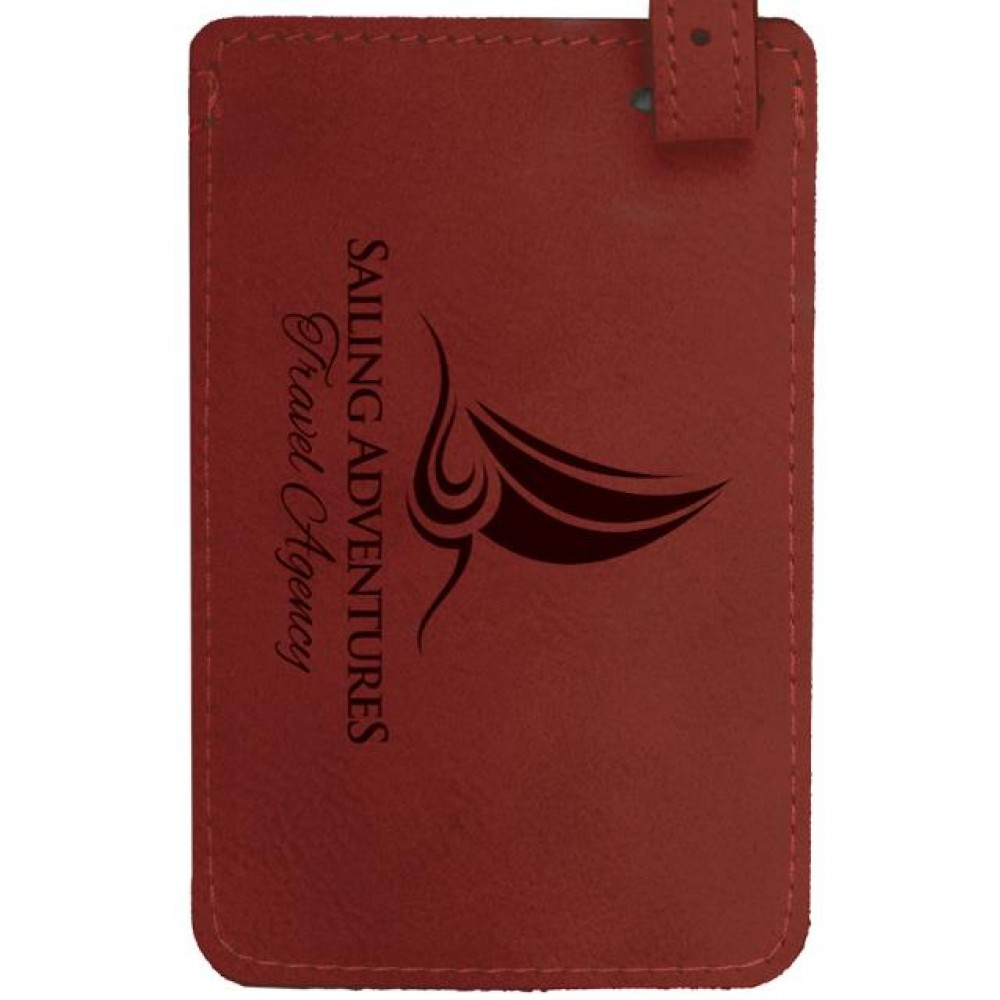 Luggage ID Tag - Rose, Leatherette Logo Branded Luggage ID Tag - Rose, Leatherette Logo Branded
