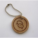 Logo Branded Round Etched Wooden Key Chain