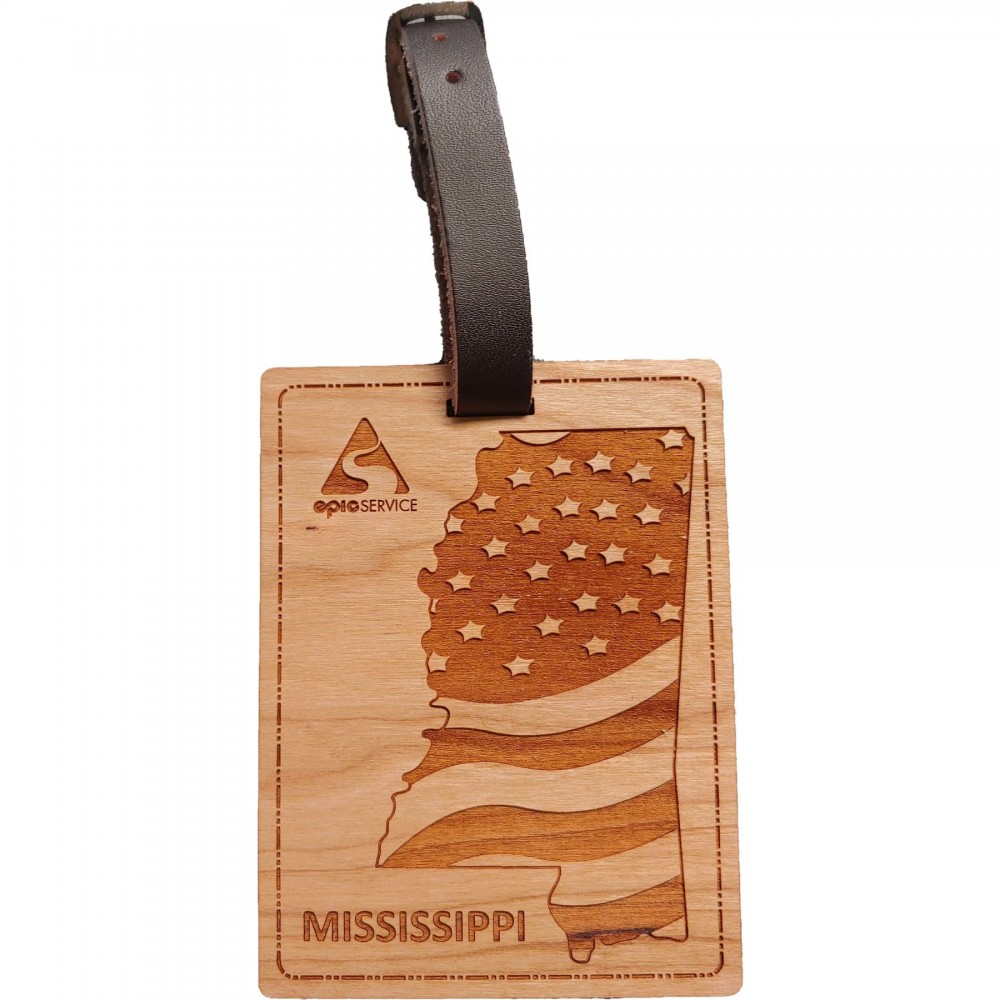 Promotional Hardwood State Luggage Tags