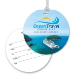 Custom Printed Ultra-Thin Round Luggage Tag with Clear Strap