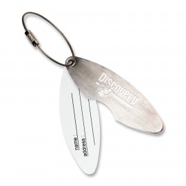 Oblong Shape Stainless Steel Luggage Tag with Cable Closure with Logo