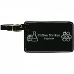 Promotional Black/Silver Leatherette Luggage Tag (4.25" x 2.75")
