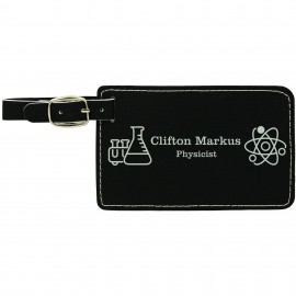 Promotional Black/Silver Leatherette Luggage Tag (4.25" x 2.75")  Promotional Black/Silver Leatherette Luggage Tag (4.25" x 2.75")