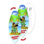 Surfboard Luggage Tag w/Hawaiian Hula Girl Lenticular Flip Design (Imprinted) Custom Imprinted