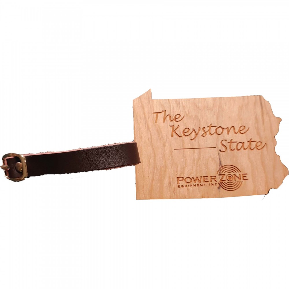 Promotional Hardwood State Luggage Tags