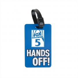 Hands Off! Luggage Tag- Blue with Logo
