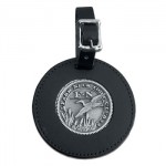 Leather Bag Tag with Pewter Insert Custom Printed