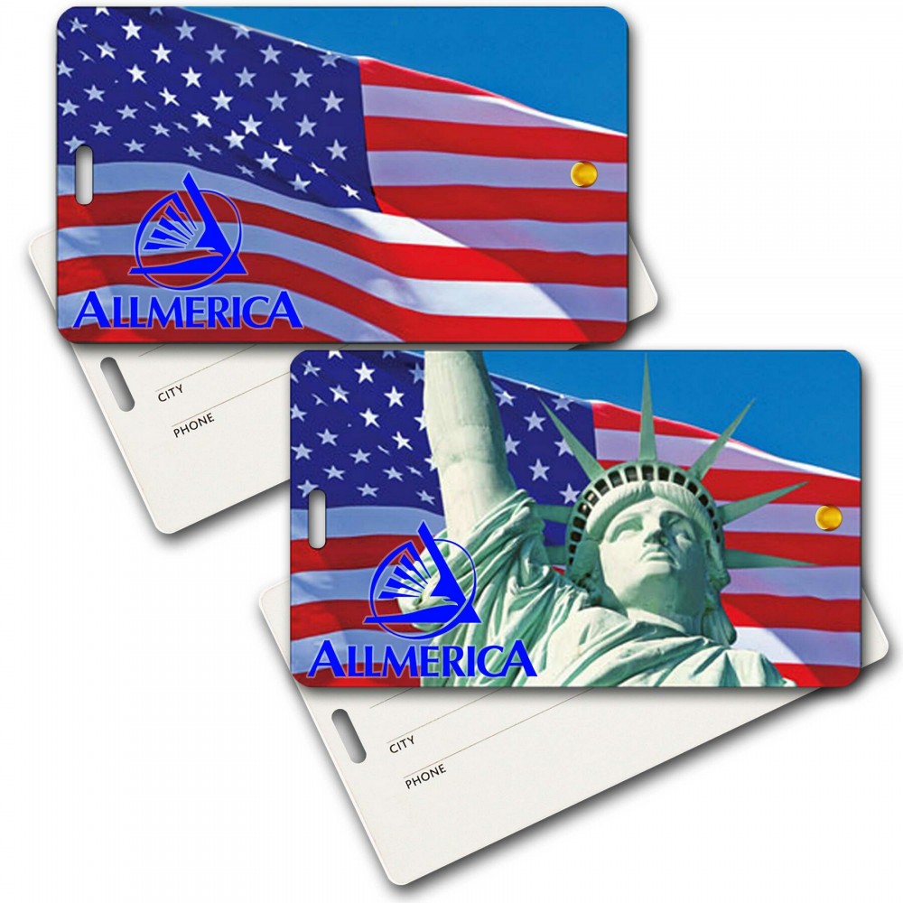 Custom Imprinted Privacy Luggage Tag w/3D Lenticular Image of Lady Liberty & US Flag (Imprinted) Custom Imprinted Privacy Luggage Tag w/3D Lenticular Image of Lady Liberty & US Flag (Imprinted)