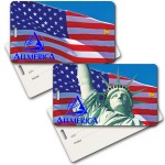 Custom Imprinted Privacy Luggage Tag w/3D Lenticular Image of Lady Liberty & US Flag (Imprinted)