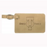 Leatherette Luggage Tag - Light Brown Custom Printed