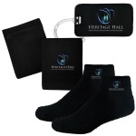 Fuzzy Feet Slipper Socks, Luggage Tag & RFID Blocking Wristband Wallet Combo Logo Branded