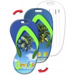 Custom Imprinted Flip-Flop Shape Luggage Tag w/Palm Tree Lenticular Design (Custom)
