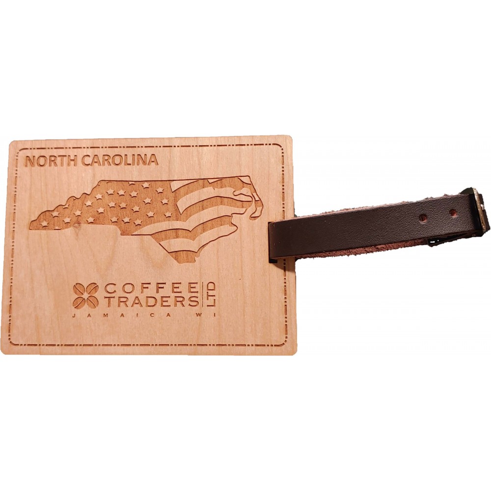 Customized 3" x 4" - North Carolina Hardwood Luggage Tags