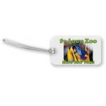 Custom shaped luggage tag - rectangle 1 (3.5"x2") 1C on colored vinyl Logo Branded