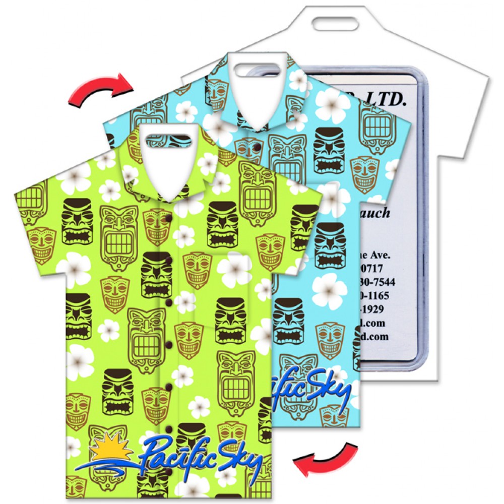 Custom Imprinted Shirt Shape Luggage Tag w/Tiki Heads Lenticular Design (Custom) Custom Imprinted Shirt Shape Luggage Tag w/Tiki Heads Lenticular Design (Custom)