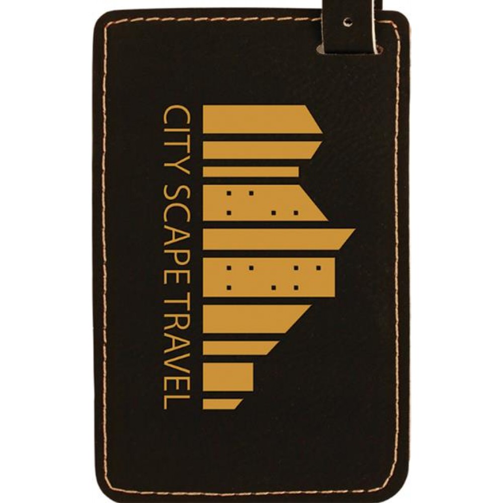 Luggage ID Tag - Black, Leatherette Custom Imprinted Luggage ID Tag - Black, Leatherette Custom Imprinted