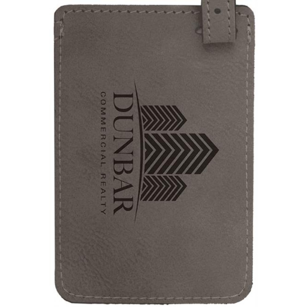 Custom Imprinted Luggage ID Tag - Gray, Leatherette Custom Imprinted Luggage ID Tag - Gray, Leatherette