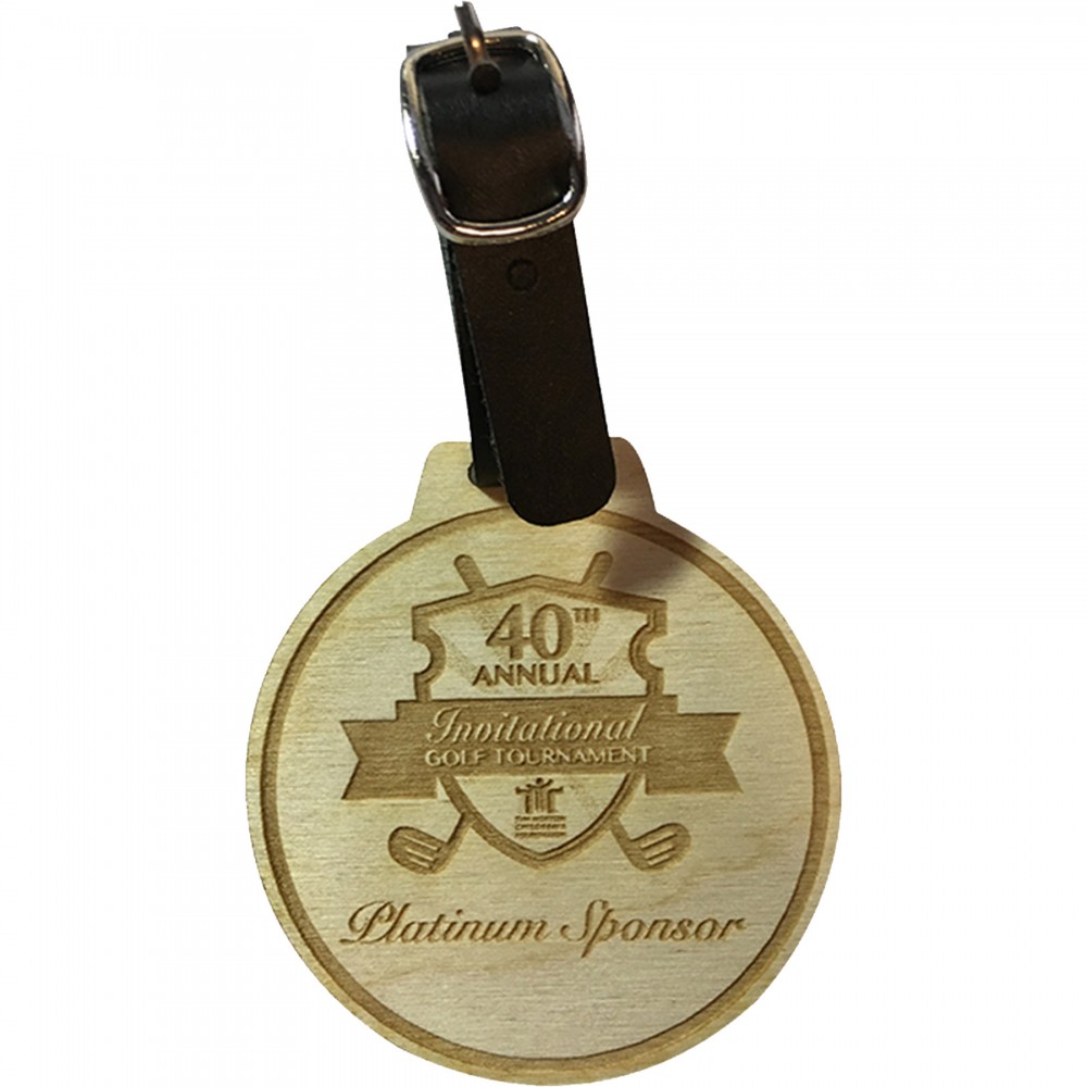 Wood Golf Bag Tags - 3" H x 3" W with Logo