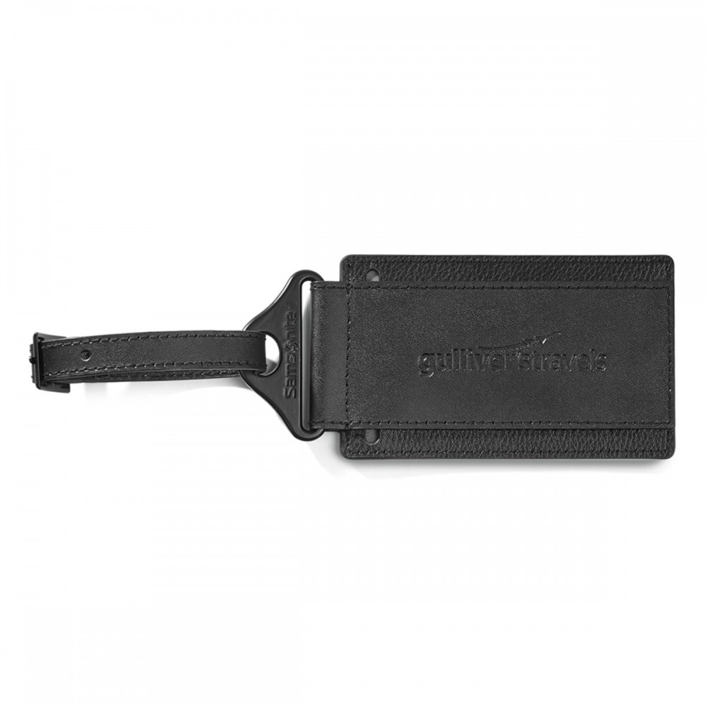 Samsonite Leather Luggage Tag - Black Logo Branded Samsonite Leather Luggage Tag - Black Logo Branded