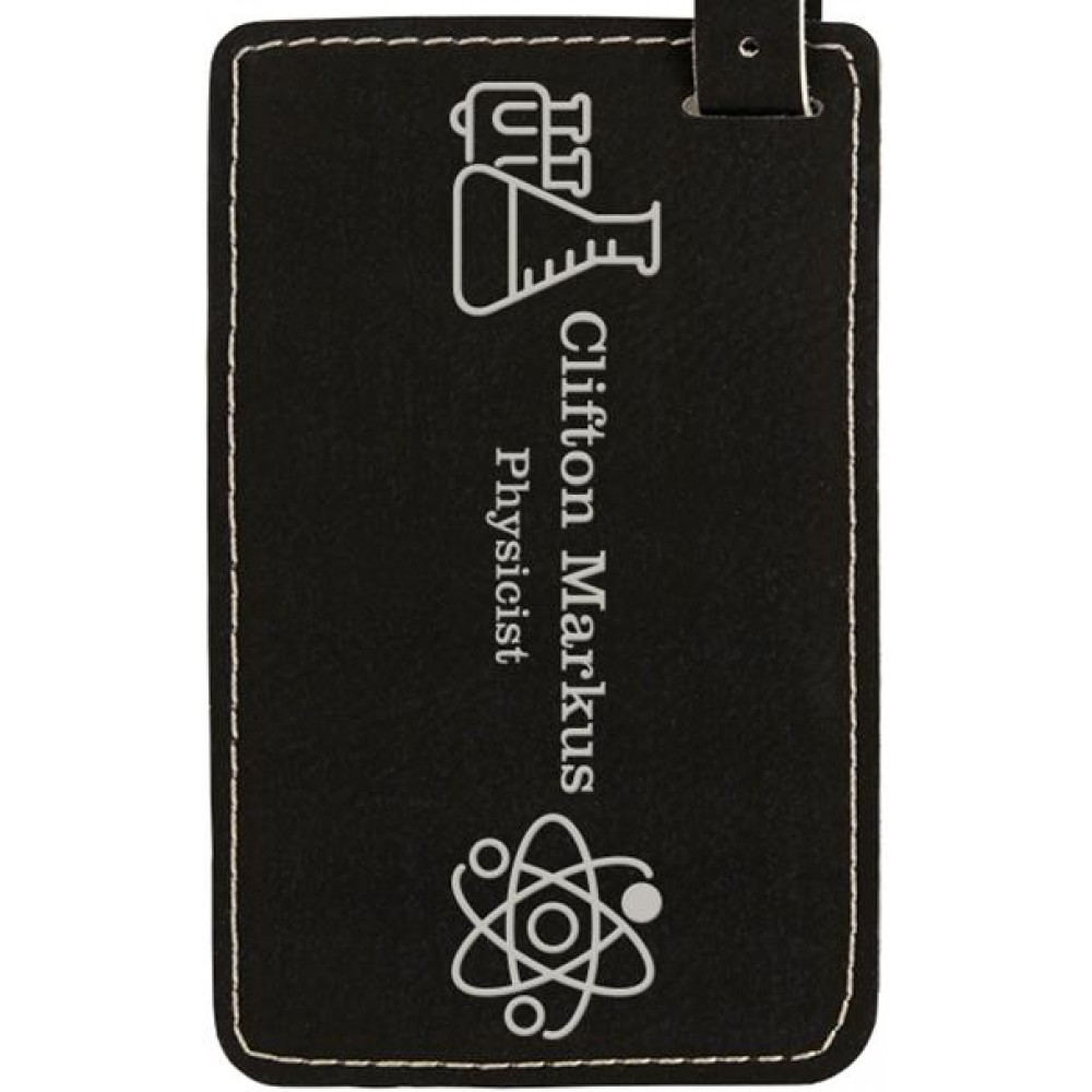 Custom Imprinted Luggage ID Tag - Black, Leatherette Custom Imprinted Luggage ID Tag - Black, Leatherette