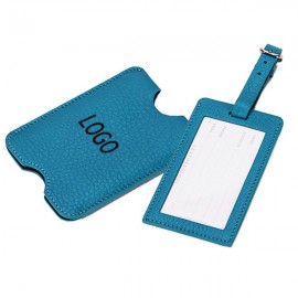 Luggage Tag, 4.9x3.5in Genuine leather luggage tag, travel accessories, waterproof ID tag with Logo  Luggage Tag, 4.9x3.5in Genuine leather luggage tag, travel accessories, waterproof ID tag with Logo